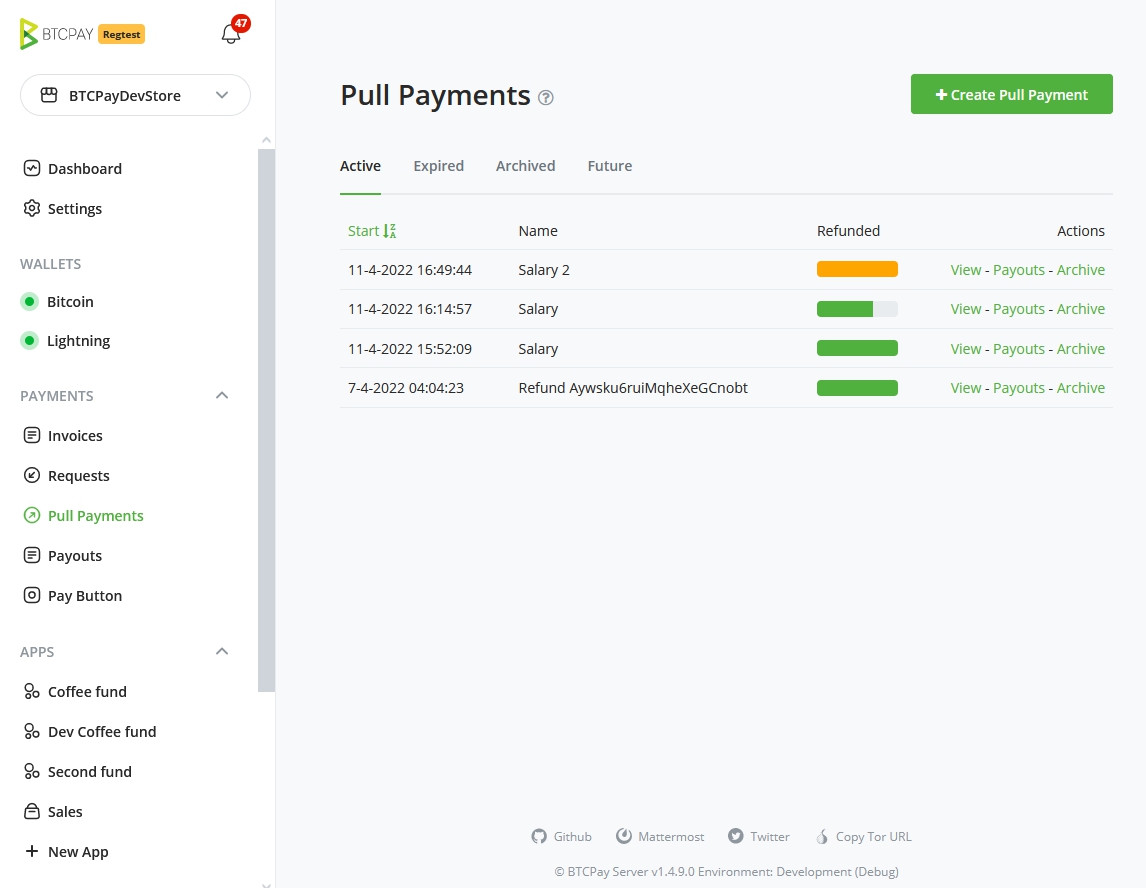 BTCPay Server Pull Payment BTCPay Server Pull Payment
