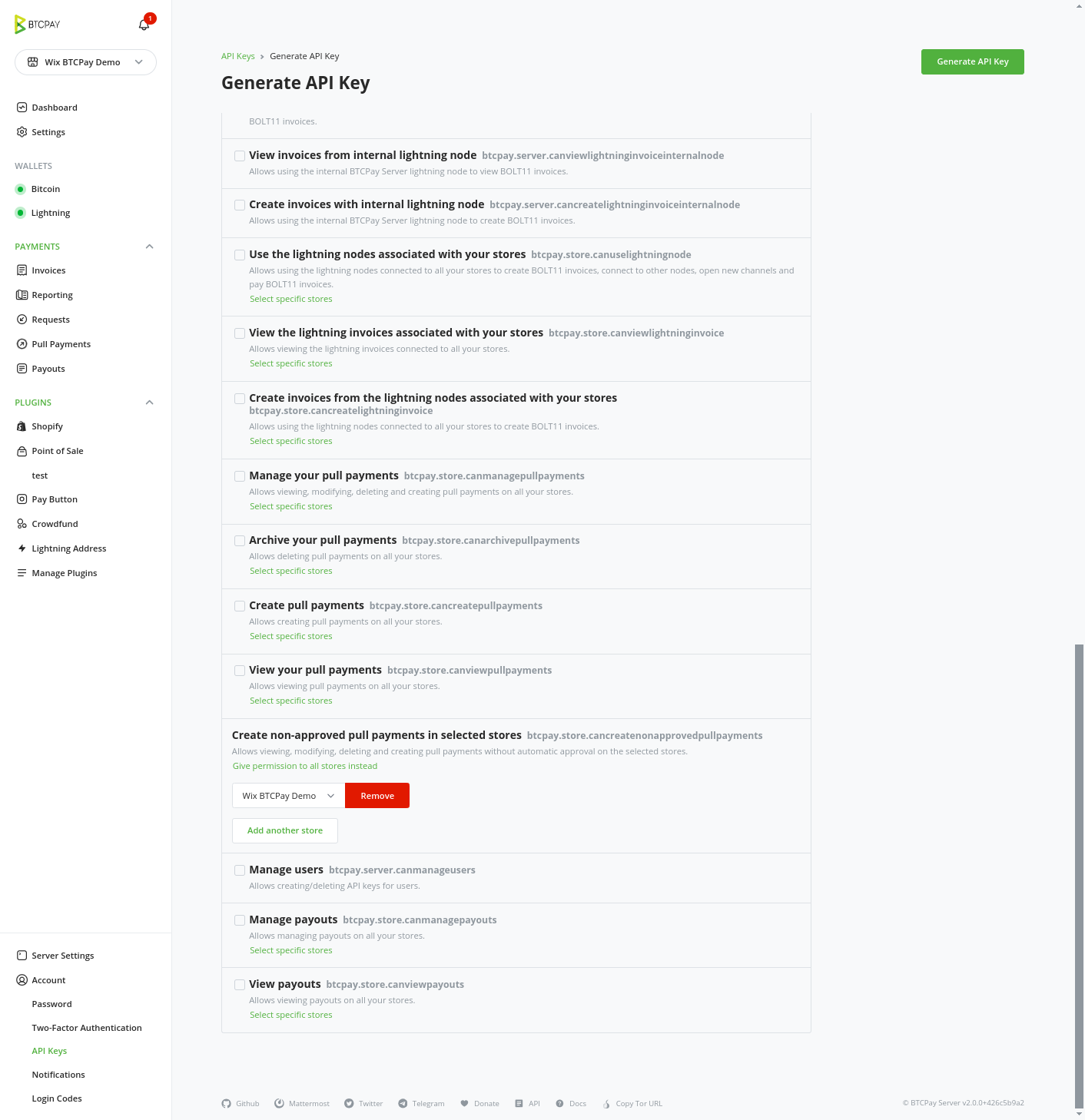 API Key permissions 2 API Key permissions 2
