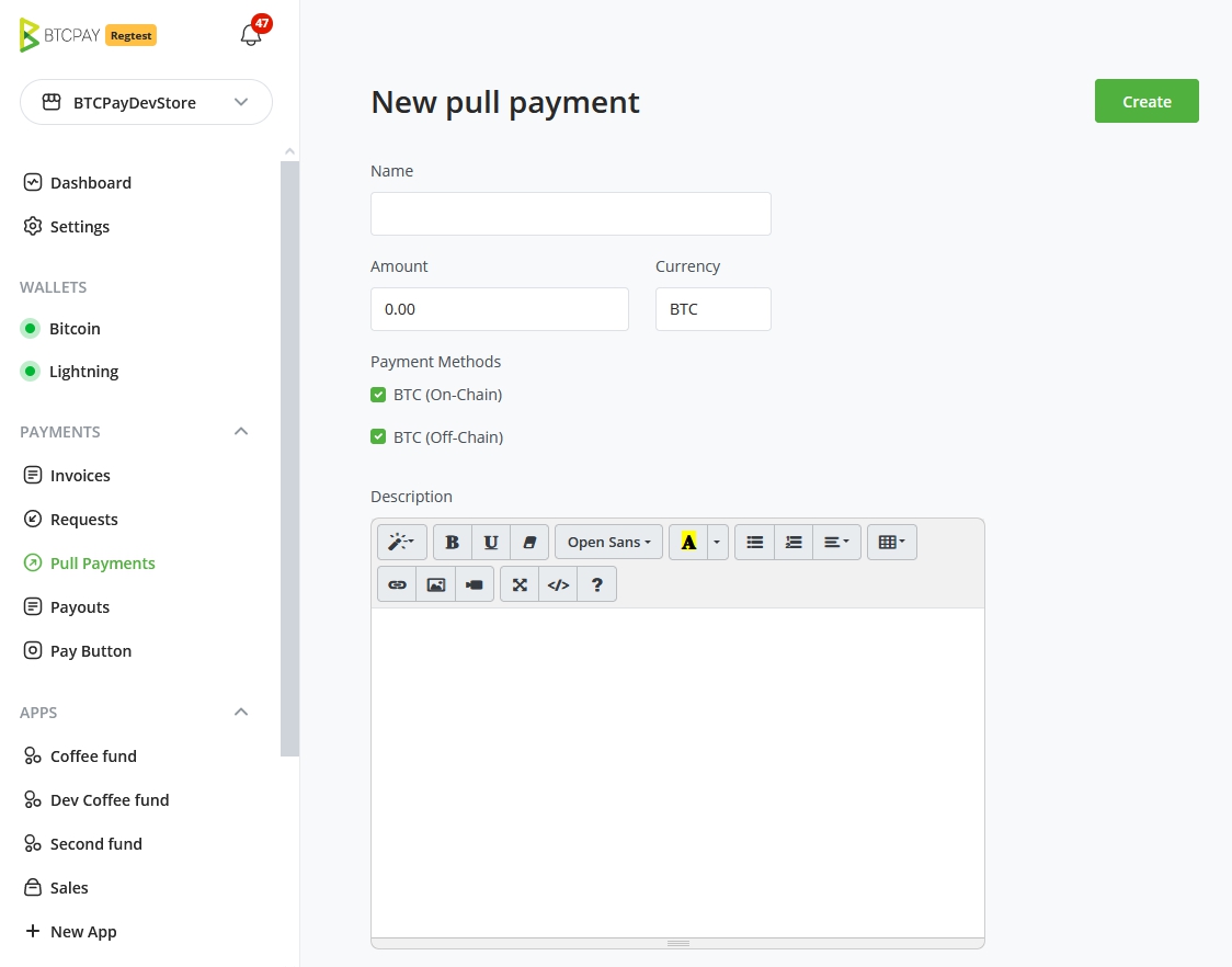 BTCPay Server Pull Payment BTCPay Server Pull Payment