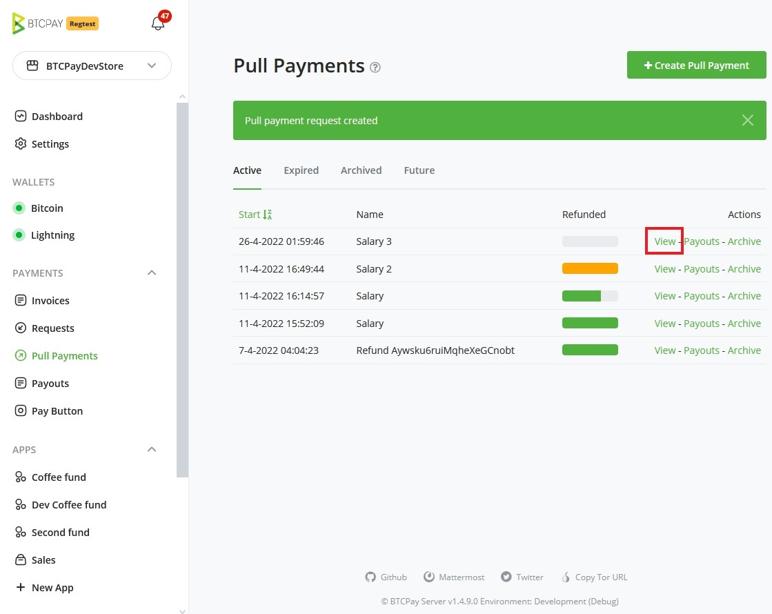 BTCPay Server Pull Payment BTCPay Server Pull Payment