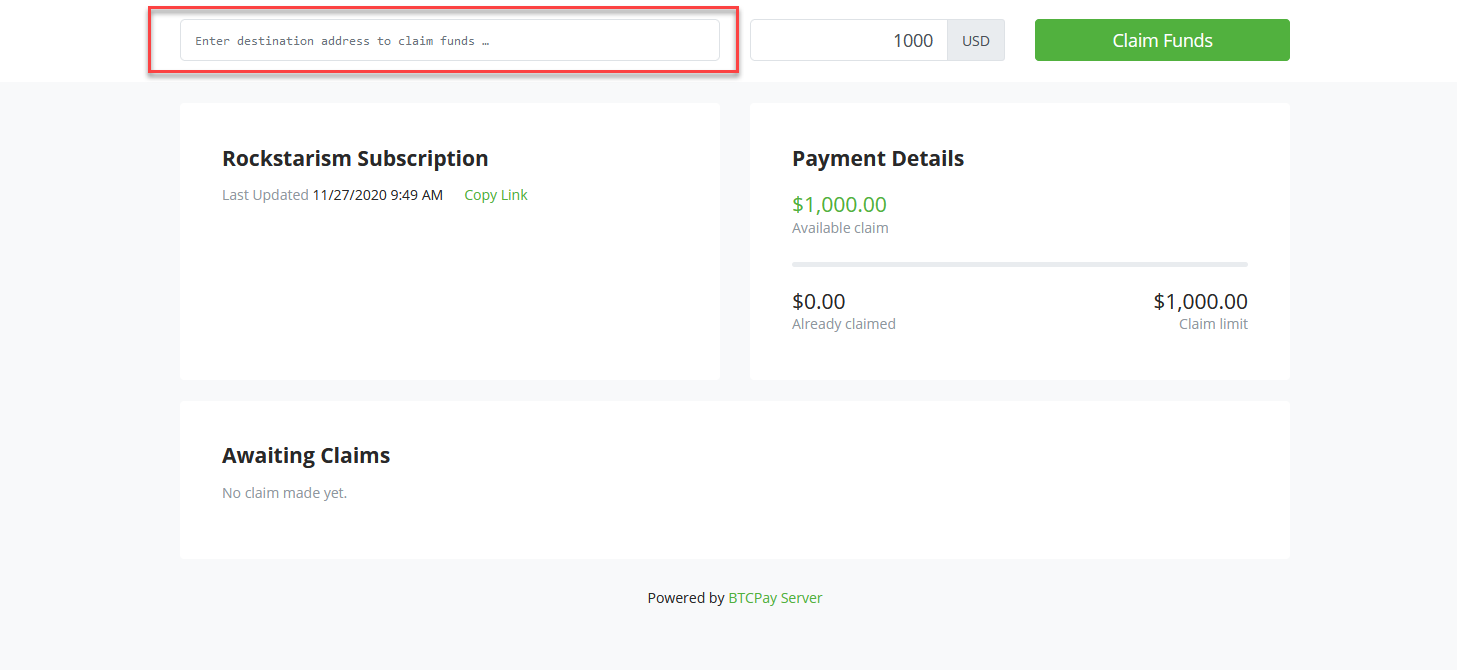 BTCPay Server Pull Payment BTCPay Server Pull Payment
