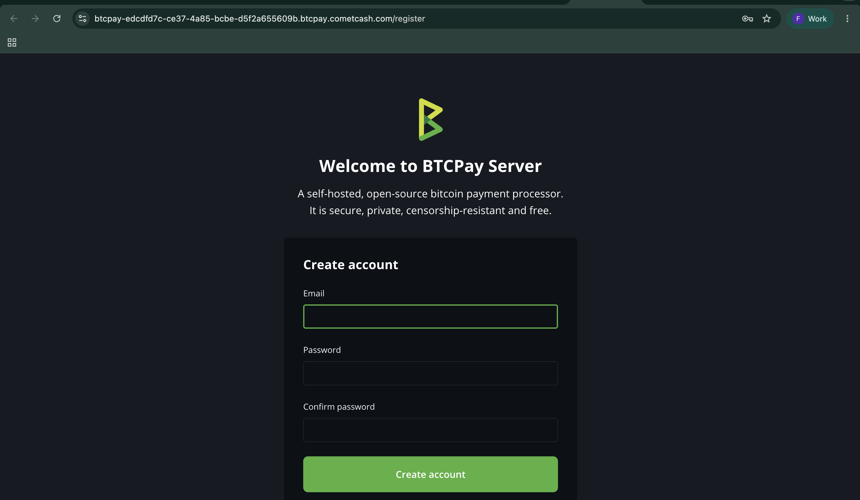 BTCPay Server account registration BTCPay Server account registration