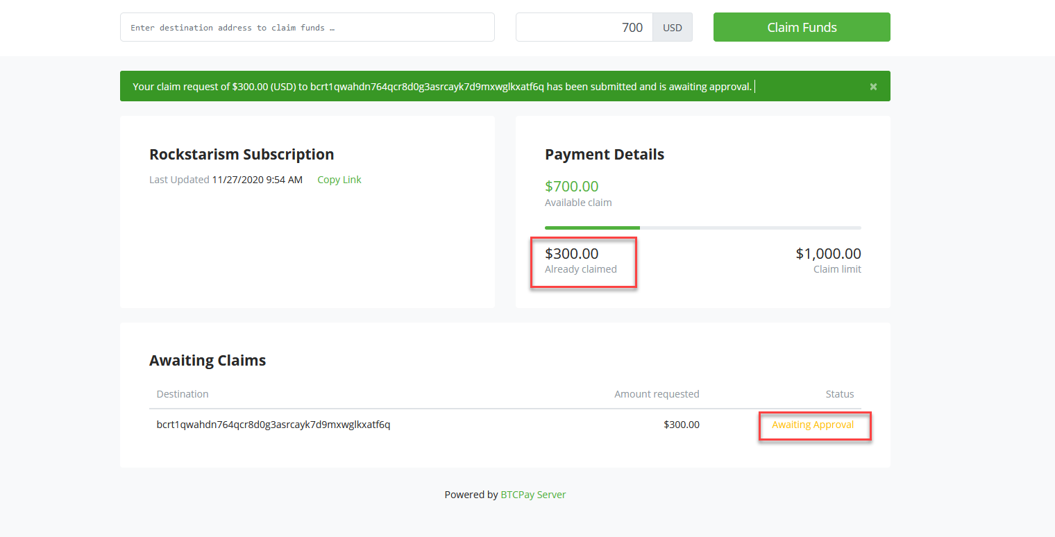 BTCPay Server Pull Payment BTCPay Server Pull Payment