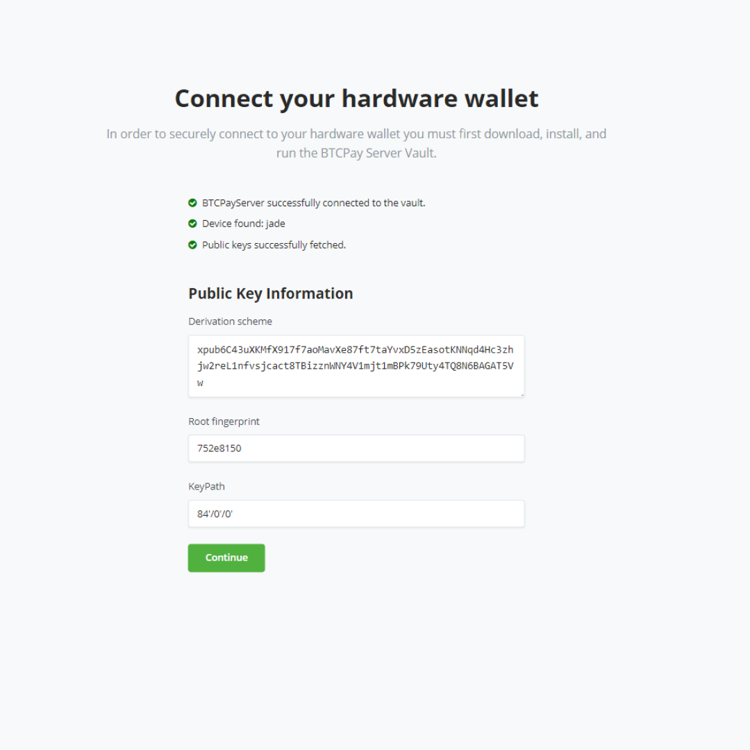 BTCPay Server Vault configuration BTCPay Server Vault configuration