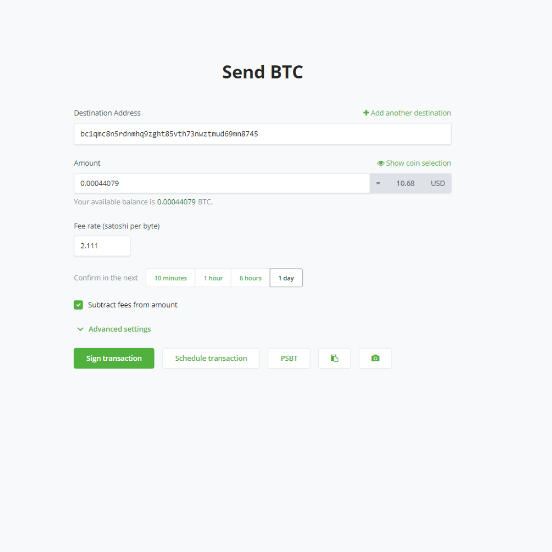 Send Bitcoin via BTCPay Vault Send Bitcoin via BTCPay Vault