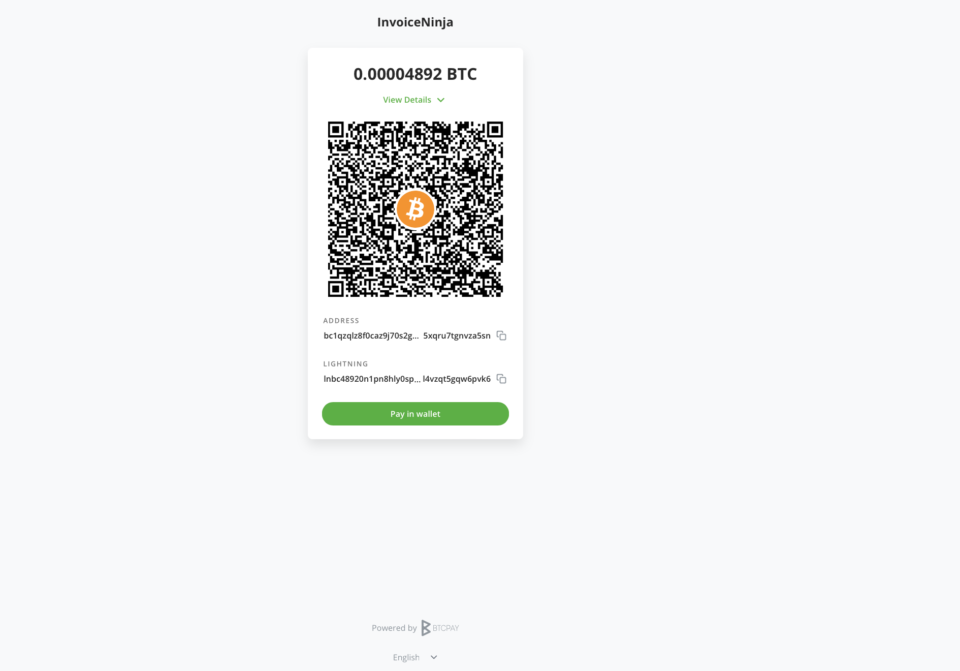 BTCPay Server Invoice BTCPay Server Invoice