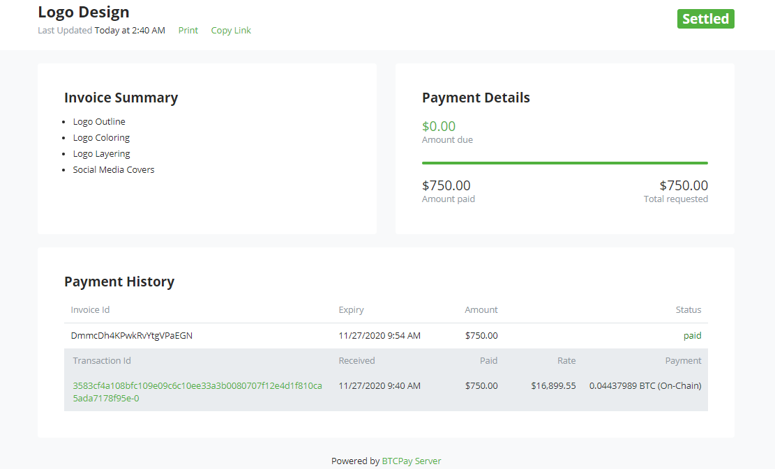 View Paid Payment Request View Paid Payment Request