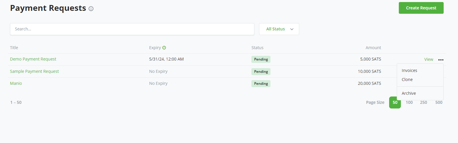 View Payment Request List View Payment Request List