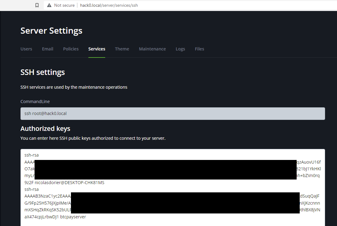 SSH Authorized keys SSH Authorized keys