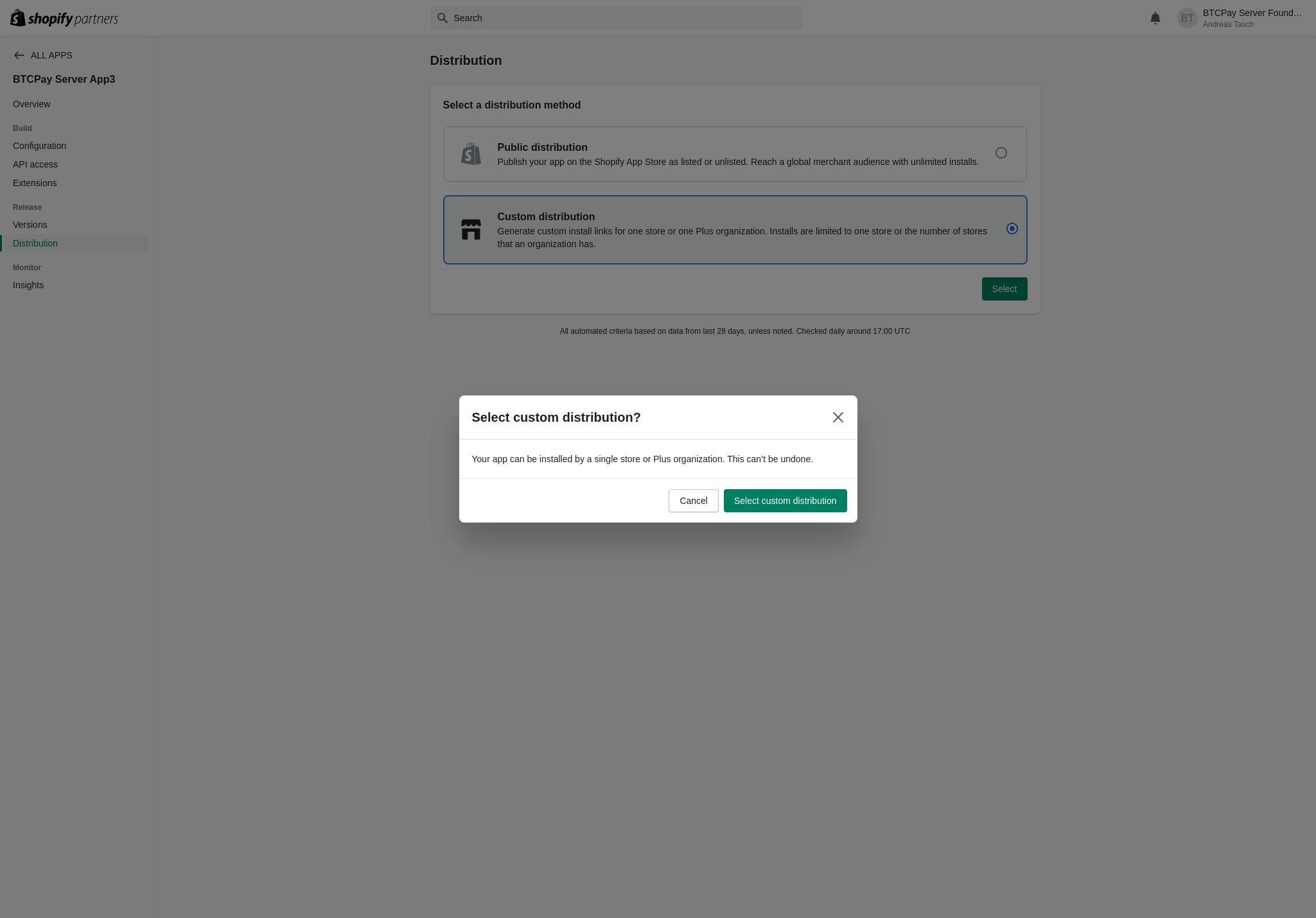 App install: confirm custom distribution App install: confirm custom distribution