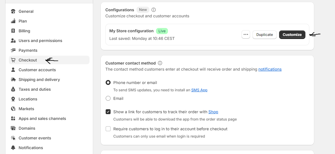 Store setup: settings customize checkout Store setup: settings customize checkout