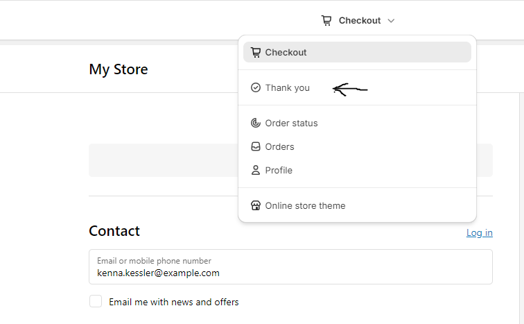 Store setup: switch to thank you page Store setup: switch to thank you page