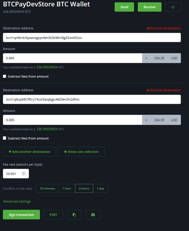 BTCPay Server Payouts tab BTCPay Server Payouts tab