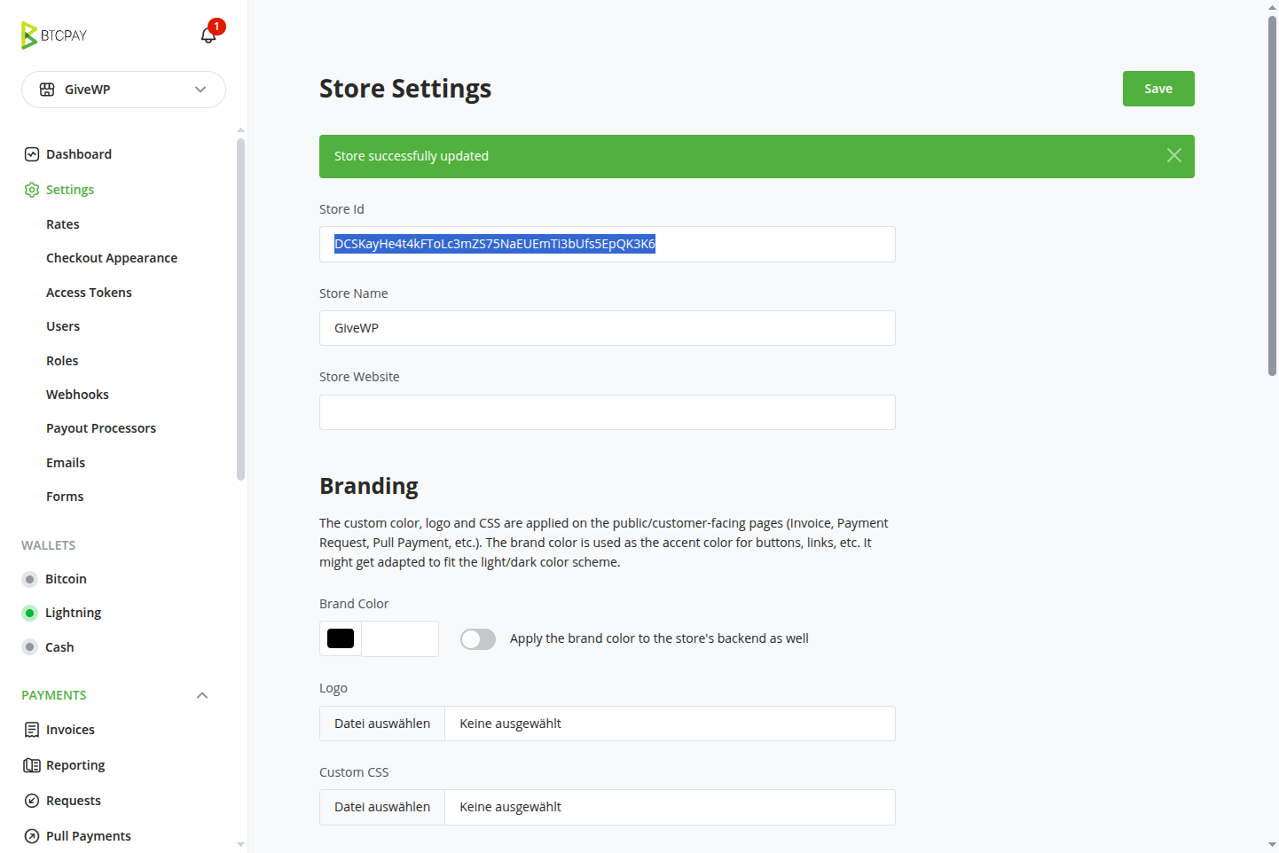 BTCPay for GiveWP: Copy Store ID BTCPay for GiveWP: Copy Store ID