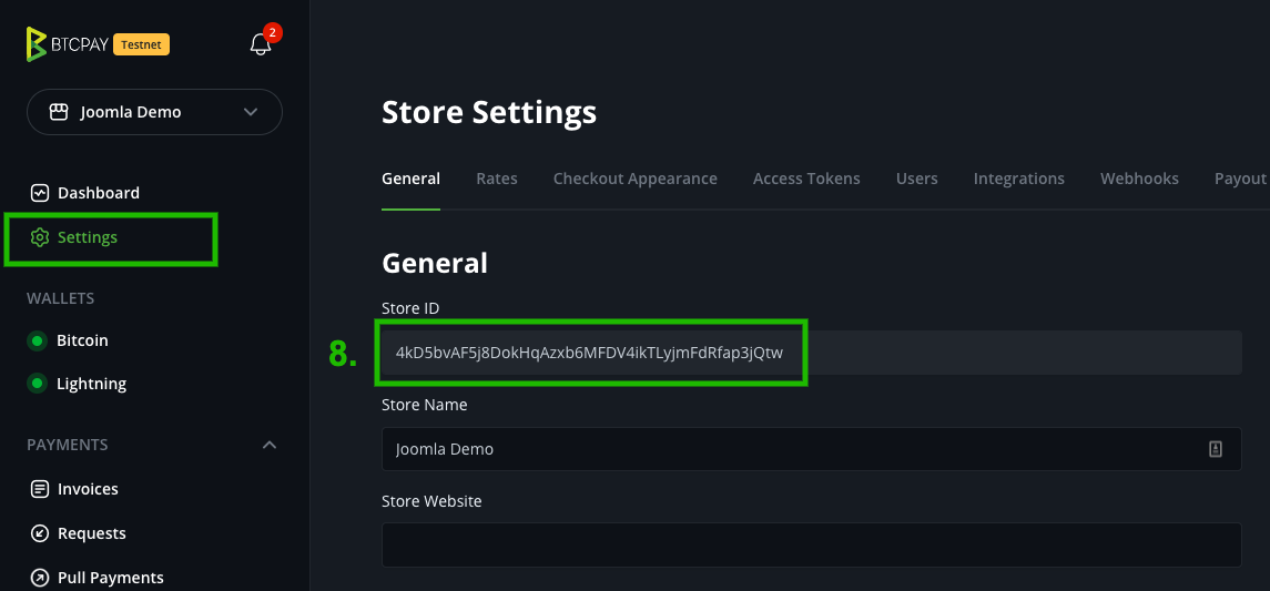 BTCPay Joomla VirtueMart: Copy Store ID BTCPay Joomla VirtueMart: Copy Store ID