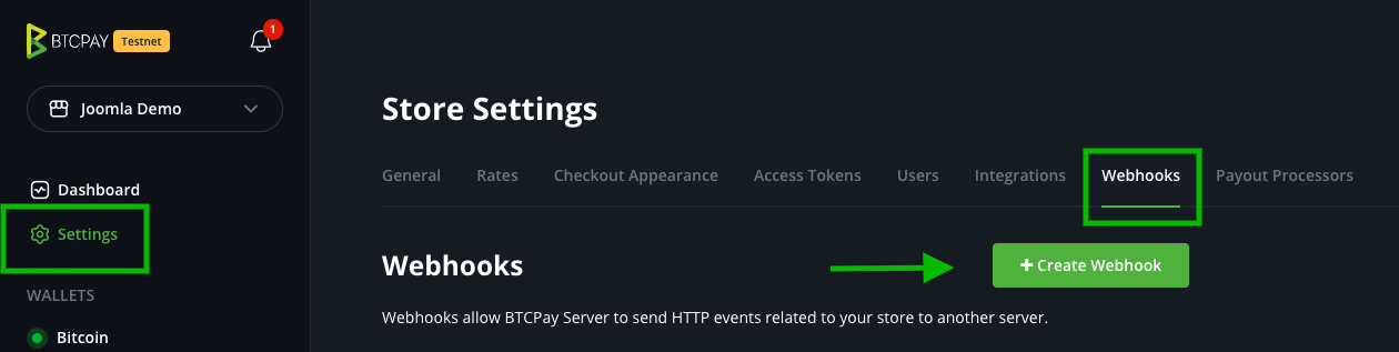 BTCPay Joomla VirtueMart: Create webhook BTCPay Joomla VirtueMart: Create webhook