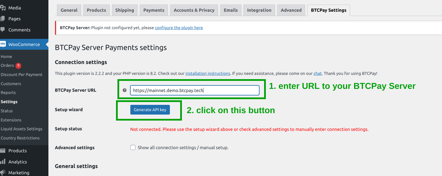BTCPay WordPress V2: Link to BTCPay Settings BTCPay WordPress V2: Link to BTCPay Settings