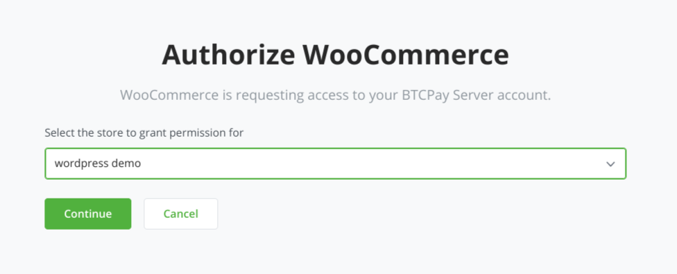 BTCPay WordPress V2: Select store BTCPay WordPress V2: Select store