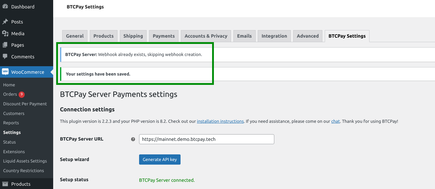 BTCPay WordPress V2: Webhook created BTCPay WordPress V2: Webhook created