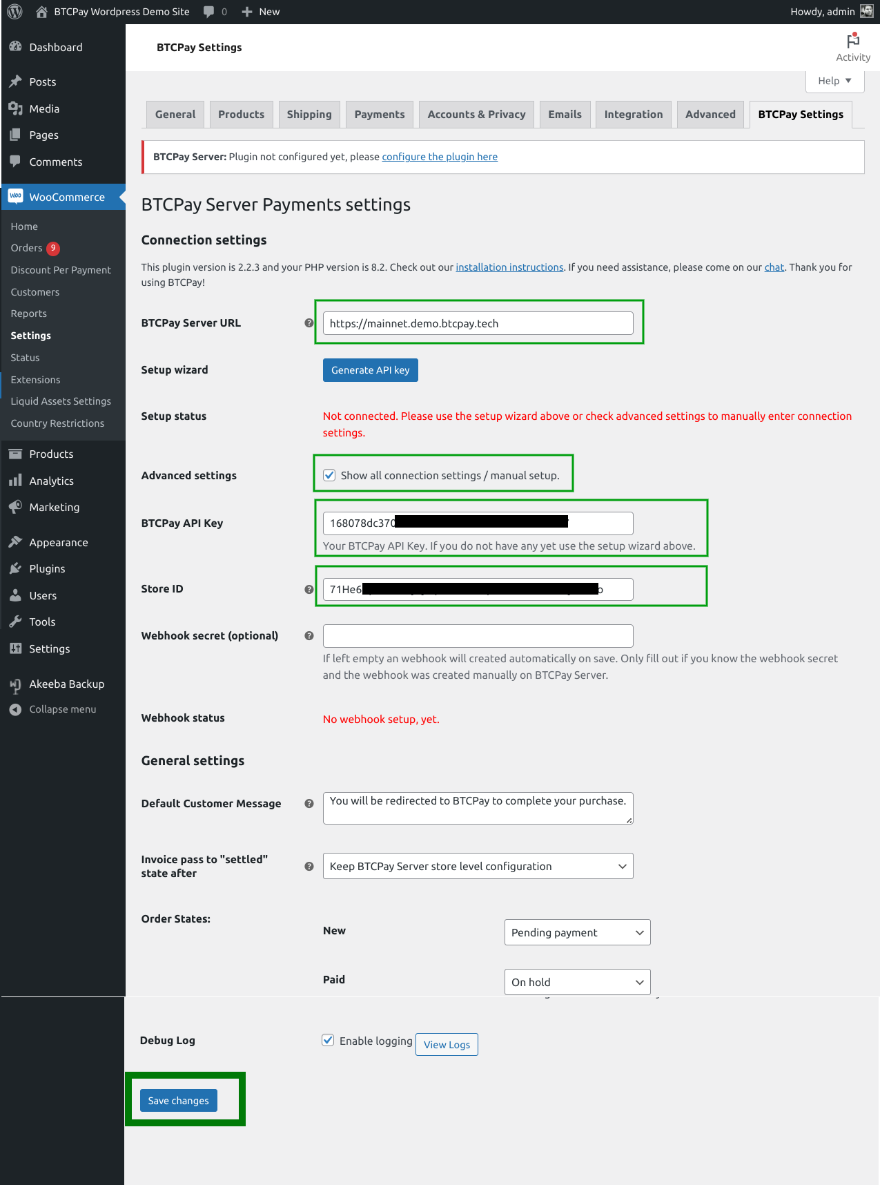 BTCPay WordPress V2: Save BTCPay Settings form BTCPay WordPress V2: Save BTCPay Settings form
