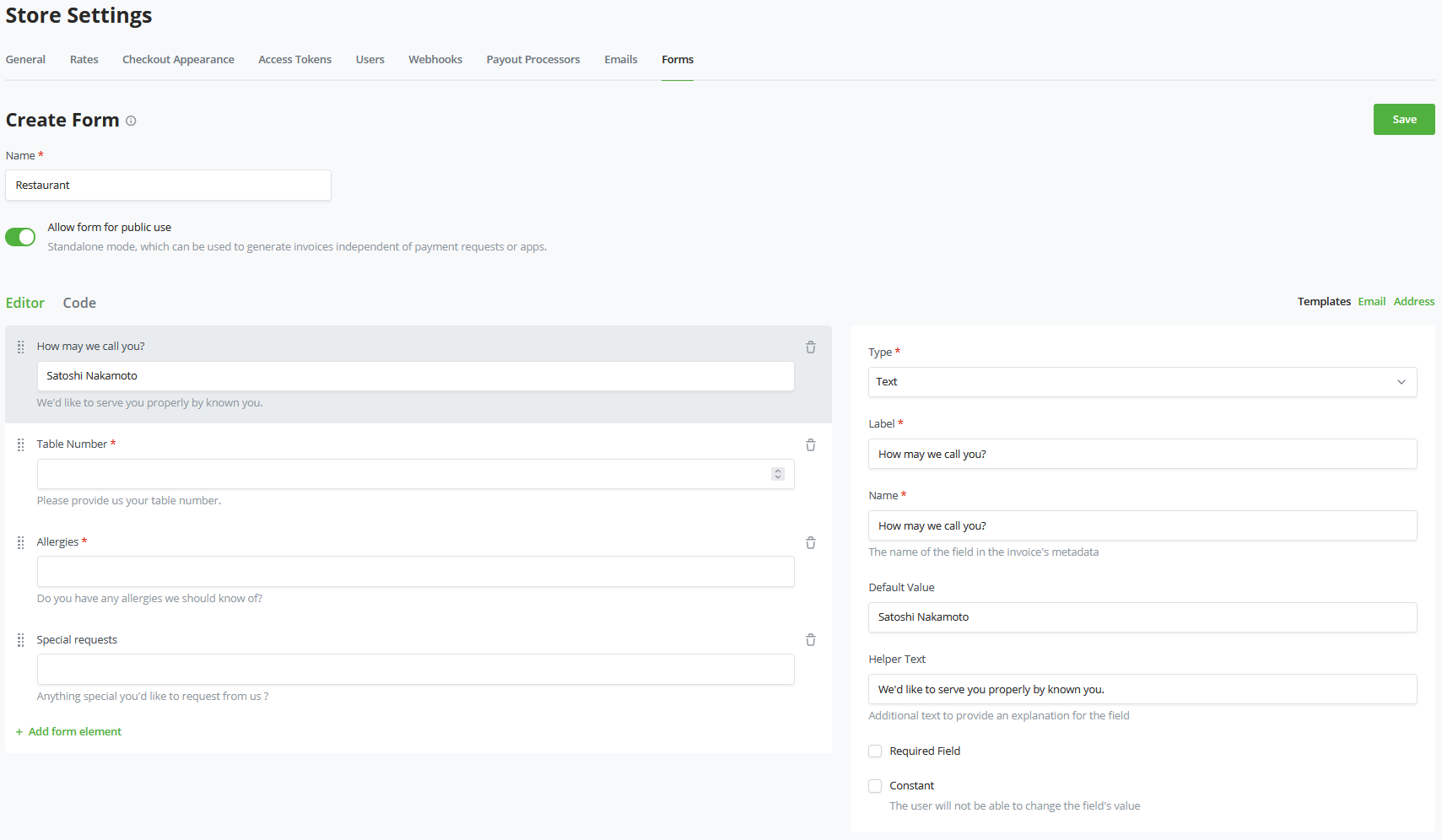 BTCPay Server formbuilder - Create new form BTCPay Server formbuilder - Create new form