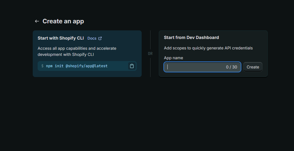 Shopify-App: Create app manually Shopify-App: Create app manually