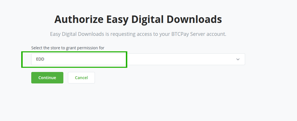 Bitcoin for EDD: Authorize select store Bitcoin for EDD: Authorize select store