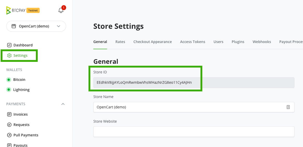 BTCPay OpenCart: Copy Store ID BTCPay OpenCart: Copy Store ID