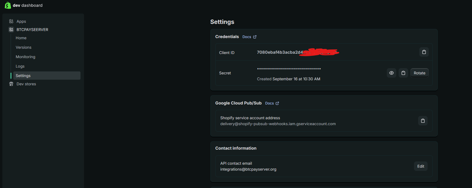 Shopify-App: client id and secret Shopify-App: client id and secret