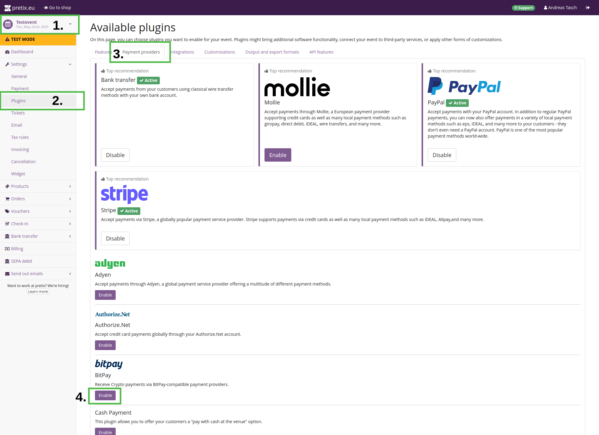 Enable BitPay plugin Enable BitPay plugin
