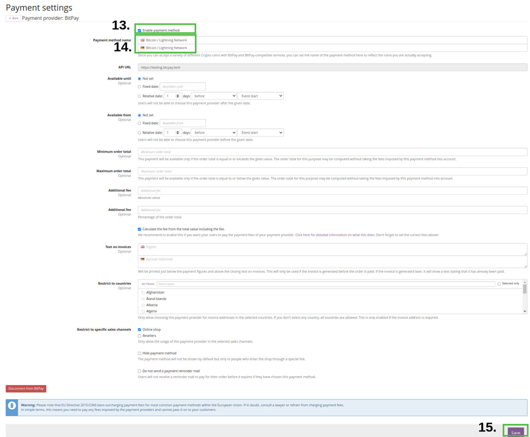 Payment settings Payment settings